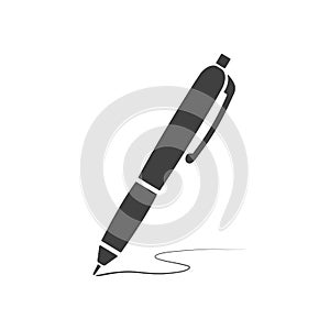 Vector black writing metal pen icon isolated on white background