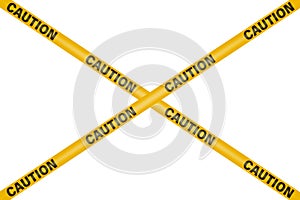 Vector Black and Yellow Warning, Danger Stop Tape Isolated on White Horizontal Background. Crossed Danger, Caution Tape