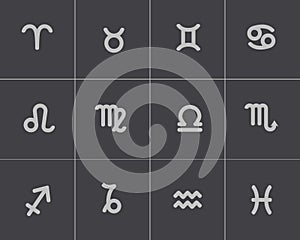 Vector black zodiac icons set