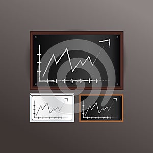 Vector blackboard with space for your content. Uptrend symbol