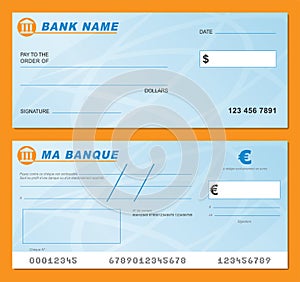 Vector blank bank check illustration