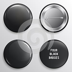 Vector blank black glossy badges or web buttons.