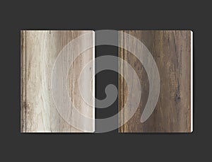 Vector blank book cover design with wood texture background