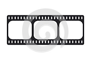 Vector blank cinema film strip. Negative frame, photo frame mockup. Cinema clipping, rectangle record movie strip