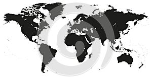 Vector Blank dark Grey, black similar World map isolated on whit