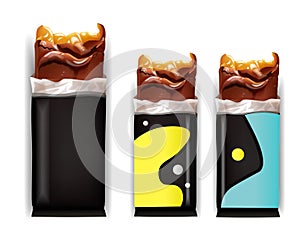 Vector Blank Food Packaging for Chocolate Bar. Wrapper Design . On White Background.