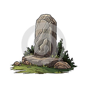 vector blank gravestone. memorial tombstone. halloween headstone vector illustration on white background