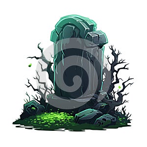 vector blank gravestone. memorial tombstone. halloween headstone vector illustration on white background