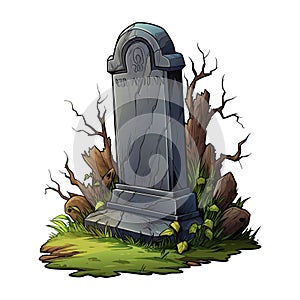 vector blank gravestone. memorial tombstone. halloween headstone vector illustration on white background