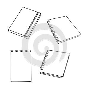 vector blank lined notebook . notepad vector sketch on a white background