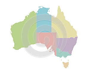 Vector blank map of Australia with regions or territories and administrative divisions.
