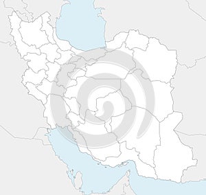 Vector blank map of Iran with provinces and administrative divisions, and neighbouring countries