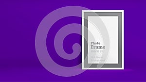 Vector of Blank Photo Frame in vivid violet studio room, Template mock up for display or montage of your content,Business presenta photo