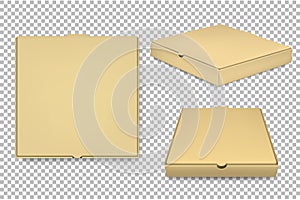 Vector blank pizza box design template set isolated. EPS10.