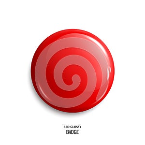 Vector blank red glossy badge or web button. Vector.