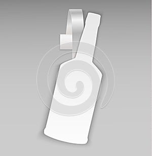 Vector blank shape white bottle whisky paper plastic advertising price wobbler front view. Isolated on background. Advertising pri