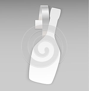 Vector blank shape white bottle wine paper plastic advertising price wobbler front view. Isolated on background. Advertising price