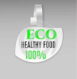 Vector blank shape white leaf eco healthy paper plastic advertising price wobbler front view. on background. Advertising