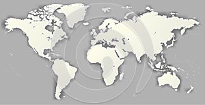 Vector Blank torn silhouette World map Monochrome Worldmap template website design info graphics. Detailed modern anniversary Fla