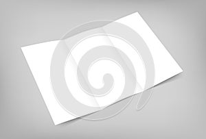 Vector blank tri fold flyer mock up on gray background photo