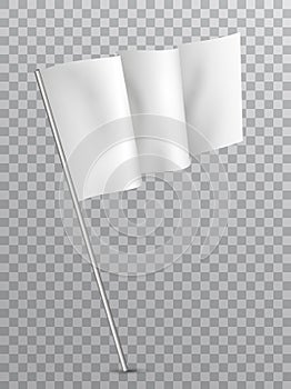 Vector blank waving white flag isolated on transparent background