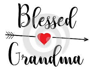 Vector blessed grandma with red heart and an arrow.