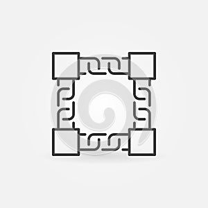 Vector block chain technology icon in thin line style