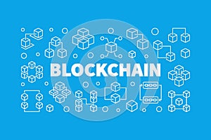 Vector Blockchain concept horizontal outline illustration