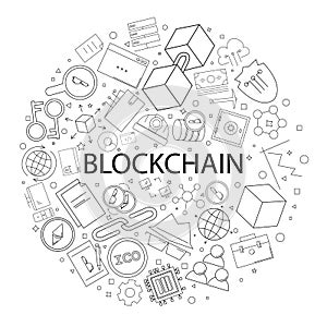 Vector Blockchain pattern with word. Blockchain background