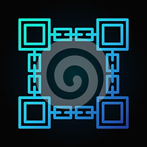 Vector blockchain technology blue line icon or logo element