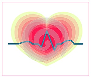 Vector blood pressure icon. Heart cheering cardiogram, good health logo. Pulse flat symbol, pulsometer, heartbeat photo