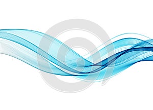 Vector blue abstract wave design element. Smoke lines