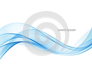 Vector blue abstract wave design element. Smoke lines