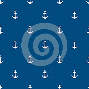 Vector blue anchors seamless pattern