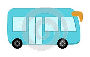 Vector blue bus. Funny autobus for kids.