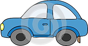 Vector blue car clipart design on white