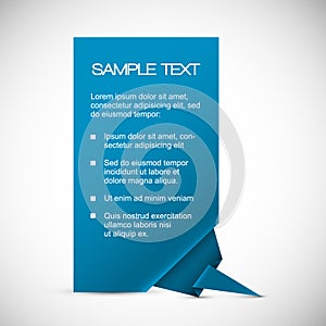 Vector Blue card with origami corner