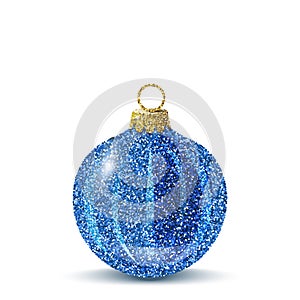 Vector blue christmas ball with glitter texture