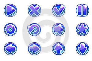 Vector blue circles collection set glass buttons for Ui