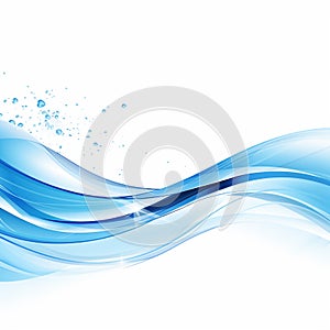 Vector Blue Clean Water Wave Background with Air Bubbles