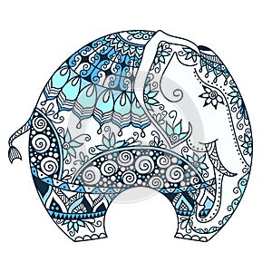 Vector blue decorated Indian Elephant
