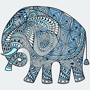 Vector blue decorated Indian Elephant