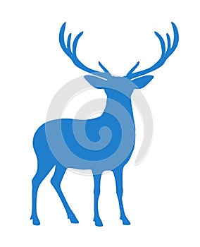 Vector blue deer reindeer silhouette