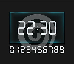 Vector blue glowing digital numbers - countdown timer