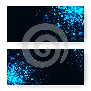 Vector blue glowing light glitter background. Magic glow light effect.