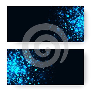 Vector blue glowing light glitter background. Magic glow light effect. Star burst with sparkles on dark background