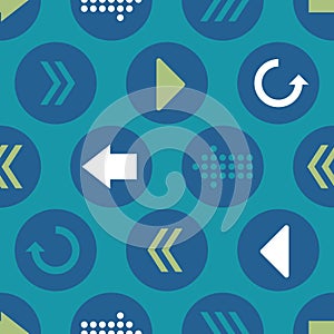 Vector Blue Green Teal Arrow Circles Seamless Pattern Background