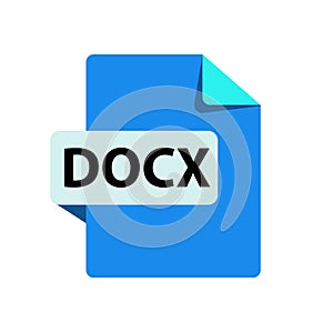 Vector blue icon DOCx. File format extension photo