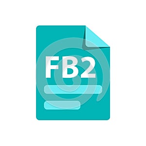 Vector  blue icon FB2. File format extensions icon.