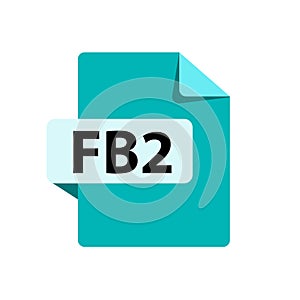 Vector blue icon FB2. File format extensions icon.